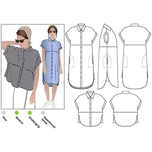 Patrón De Costura Blaire Shirt Or Dress (tallas 18-30)