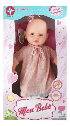 Boneca Meu Bebe Grande Negra Vestido Sortido Estrela