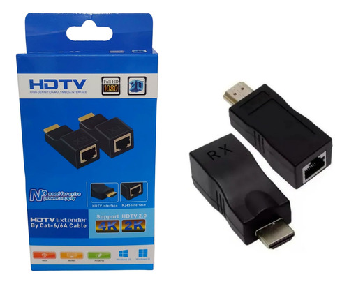 Extensor Hdmi 4k/3d 30 Metros Via 1 Cabo Rede Rj45 Cat6/6e