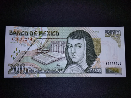 Billete 200 Pesos Sor Juana, Serie A, Sin Circular