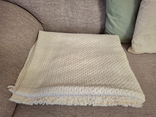Manta Rústica Pie De Cama Algodón Doble Tejido Natural Tramado