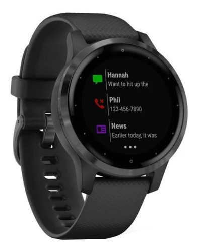 Imagen 3 de 5 de Smartwatch Garmin Vivoactive 4S 1.1" caja 40mm de polímero reforzado con fibra black, malla black de silicona y bisel slate de acero inoxidable