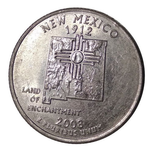 Moneda 1/4 Dolar Usa 2008 Estado De Nuevo Mexico Ceca Denver