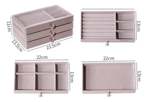 Alhajero Elegante Y Vintage De Alta Calidad, Caja Para Joyas Gris - Beige O Rosado