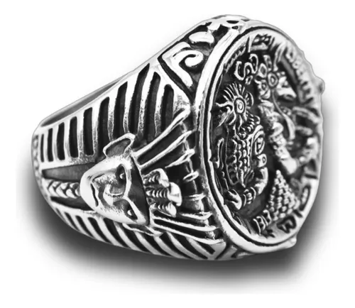 Anillo Acero Inoxidable Dios Anubis Faraón Pirámide Hombre