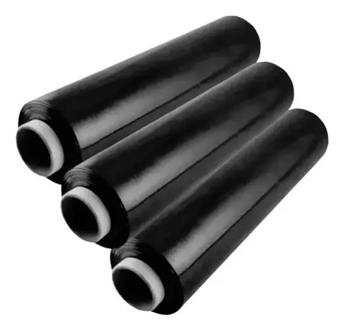 3 Rollos De Vinipel Negro 500 Mts X 30 Cm Empaque Industrial