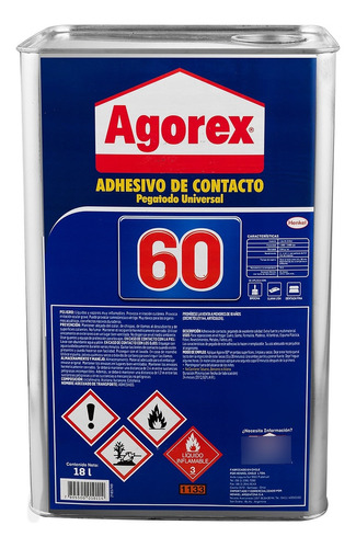 Pegamento Adhesivo De Contacto Multiuso Agorex-60 18 Litros