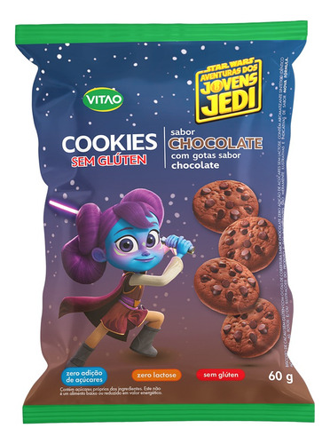 Cookies Disney Vitao Baby Yoda Sabor Chocolate Zero Lac. 60g