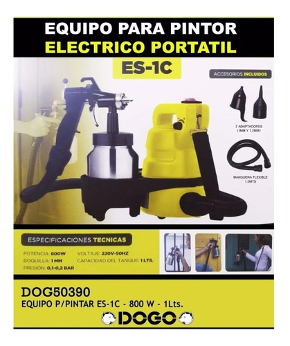 Equipo Máquina Pistola P/ Pintar Dogo 800w Es-1c 2 Recipieni
