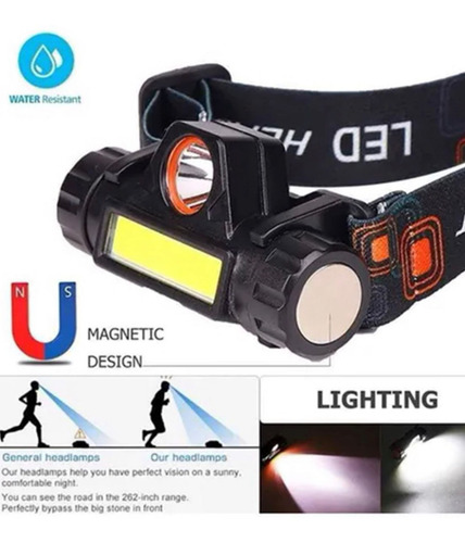 Lámpara De Cabeza Linterna Minero Usb Con Impermeable