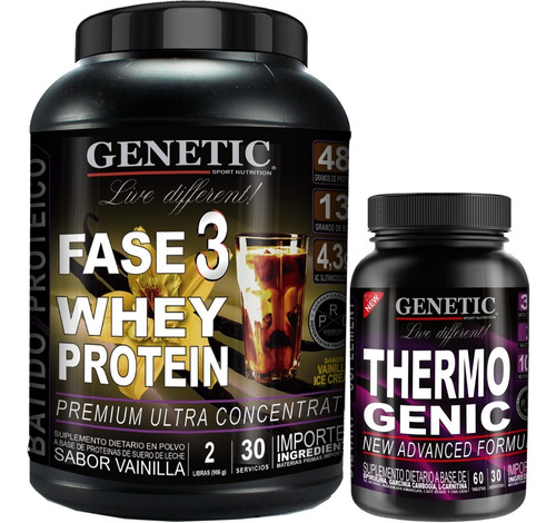 Músculos Magros Whey Fase 3 Quemagrasas Thermogenic Genetic