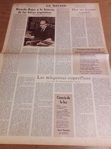 Diario La Nación Ricardo Rojas José Cela 16 De Mayo 1965