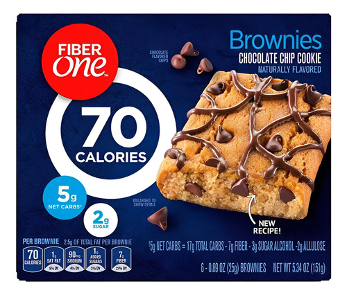 Fiber One Brownies Chocolate Chip 70 Calories 151 Gr