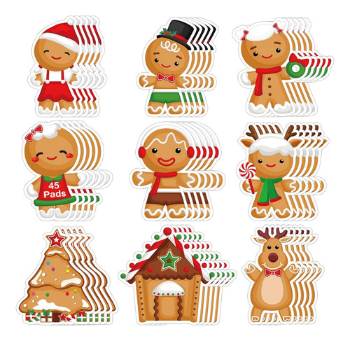 2 Blocks Notas Adhesivas Marca Libro Navidad Galleta Regalo