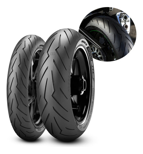 Par Pirelli Diablo Rosso 3 110/70-17 150/60-17 R3 + Largo