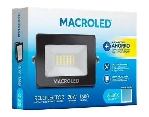 Reflector Led 20w Macroled Frío Nuevo Modelo +ahorro Ip65