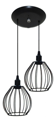 Luminária Aramado Modelo Balão - 02 Juntos Na Mesma Canopla Cor Preto Voltagem 110v/220v (bivolt