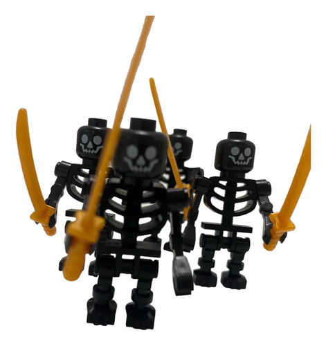 Mini-ejército Esqueletos X4 Negros + Espadas | Minifiguras
