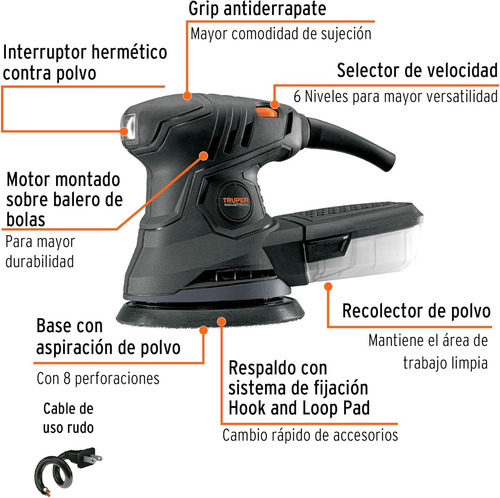 Truper Liro-5n Lijadora Roto Orbital 5' Industrial Usado (Usado)