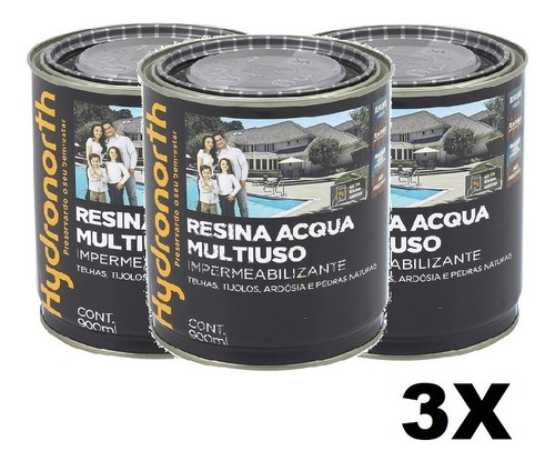 Resina Acrílica Acqua Incolor 900ml Hydronorth 3 Unidades