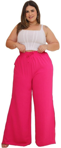 Calça Feminina Plus Size G1 G3 Wide Leg Pantalona Lançamento