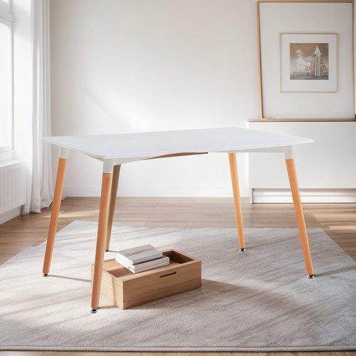 Mesa Eames Rectangular Madera Minimalista Moderna Multiusos Color Marrón claro