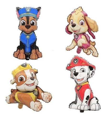 Set 4 Globos Paw Patrol Papel Metalizado Cumpleaños 