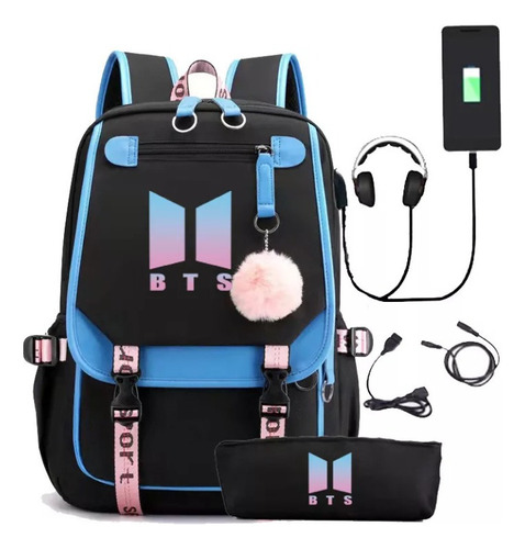 Mochila Y Estuche Bts, Cable De Datos