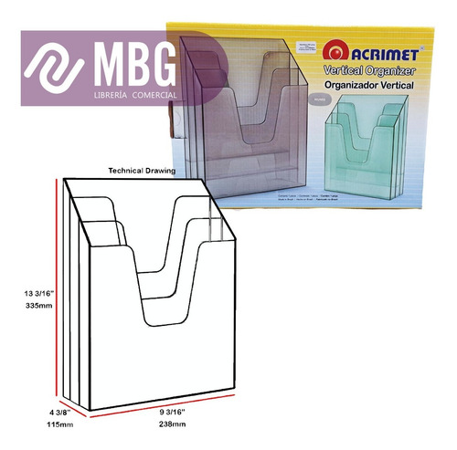 Imagen 2 de 7 de Organizador Vertical Triple Acrimet Para Mesa O Pared