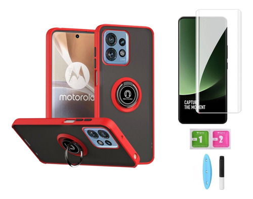 Case Funda Hardness Ring Para Motorola Edge 40 Pro + Mica Uv