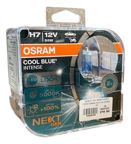 Focos H7 Osram Cool Blue Intense Next Gen 100%+luz 5000°k