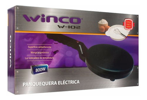 Panquequera Electrica Winco 800w Antiadherente +batidor+bowl