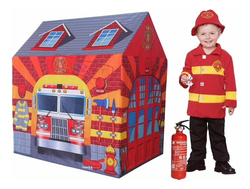 Carpa Para Niños Casita Juguete Modelo Bombero Casa Jardín