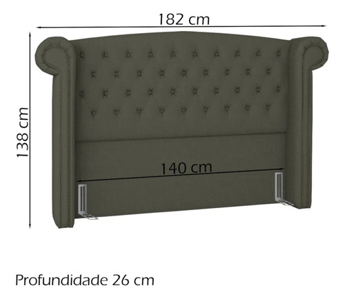 Cabeceira Casal 140 Cm Valenn Linho Sl 74 Peer Cor Grafite