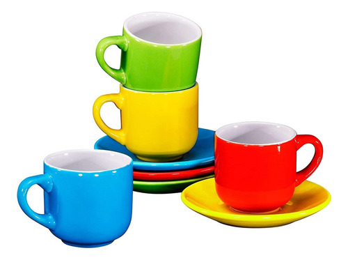 Tazas De Café Expreso Platillos De 4 Onzas  Juego De 4...