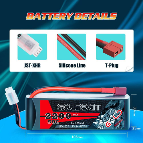 Batería Lipo De 11.1v 50c 2.200 Mah 3s