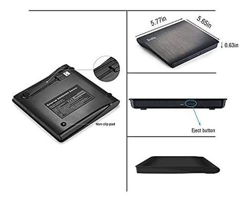 Imagen 5 de 6 de Unidad Cd Externa Usb 3.0 Portátil Cd Dvd