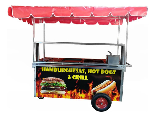 Carrito Para Hot Dogs Y Hamburguesas Al Carbón O Gas1.80 Mts