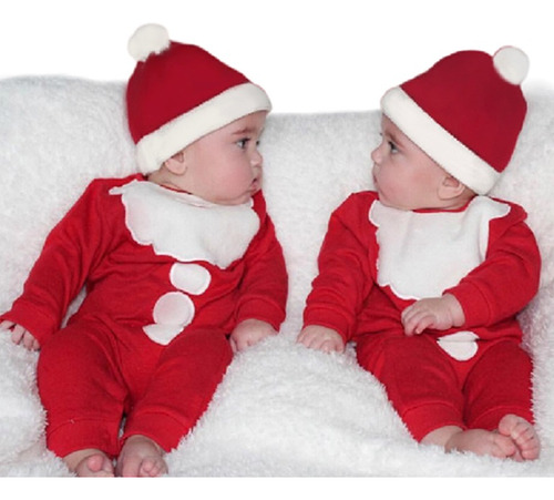 Set De Gorros De Navidad Para Bebés Pelele Rojo + Gorro