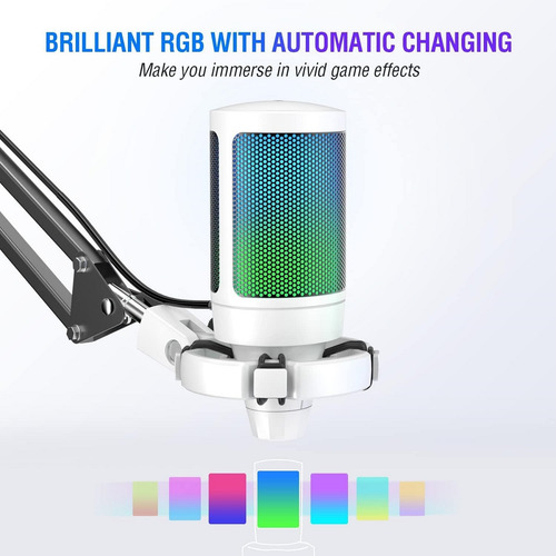 Micrófono Fifine Ampligame A6t Rgb (incluye Brazo) - White