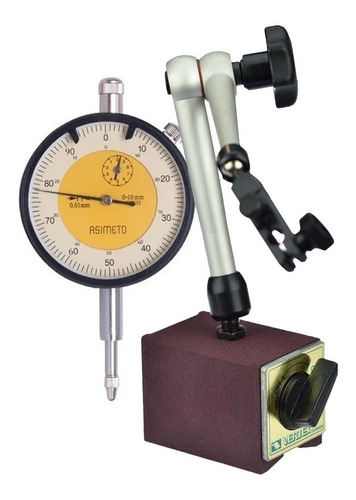 Combo Comparador Centecimal 0-10mm + Base Magnetica Vertex