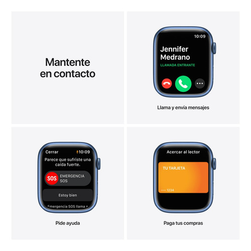 Apple Watch Series 7 (GPS, 45mm) - Caja de aluminio color azul - Correa deportiva azul abismo