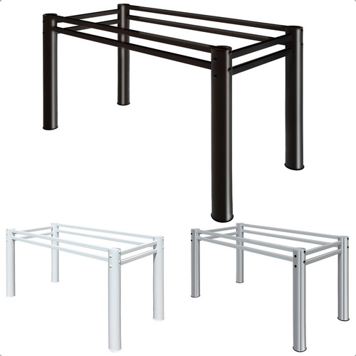 Base Para Mesa De Jantar Pedra Granito Vidro Madeira 120x75 Cor Preto