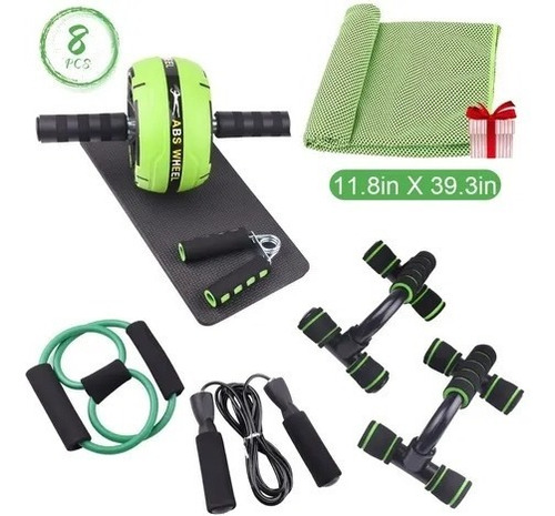 Kit Rodillo Abdominal Ejercicio Barras Push-up Cuerda/toalla