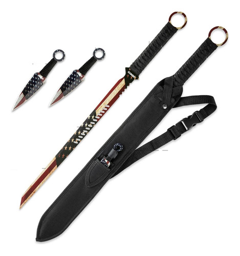 Espada Ninjato De 70 Cm De 2 Filo Con A Kunais Master