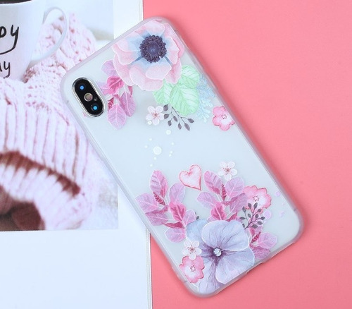 Imagen 2 de 3 de Funda Protector Flores Slim Dama Hermosa Para Xiaomi Redmi