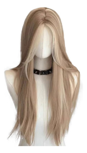 Peruca Cos Cabelo Liso Castanho Dourado Americano
