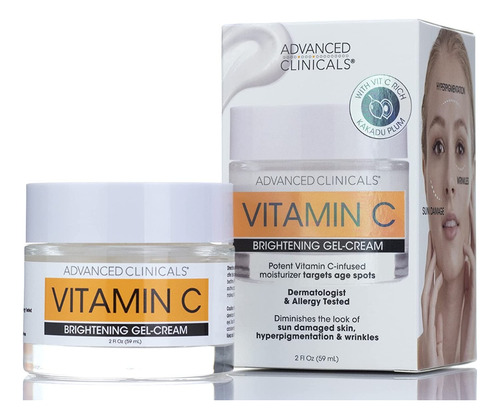 Creme facial Advanced Clinicals com vitamina C. 2 onças Tempo de aplicação Tipo de pele noturna Todos os tipos de pele
