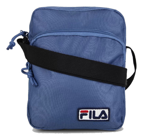 Bolsa lateral azul unisex Fila Classic Dna con marco de herrajes, correa de hombro de níquel, color negro, diseño de tela lisa