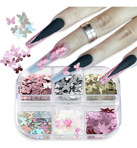 Holographic Nail Glitter Butterfly Nail Sequins 3d Nail...